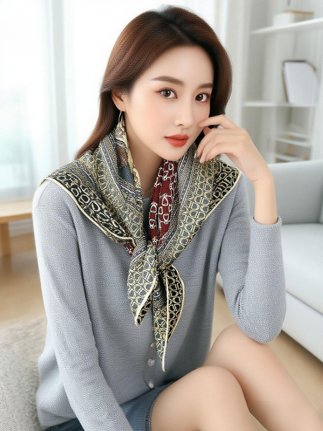 Syal Wol Cetak Dua Sisi 90CM,  - Travel Accessories Brand ulasan dan harga