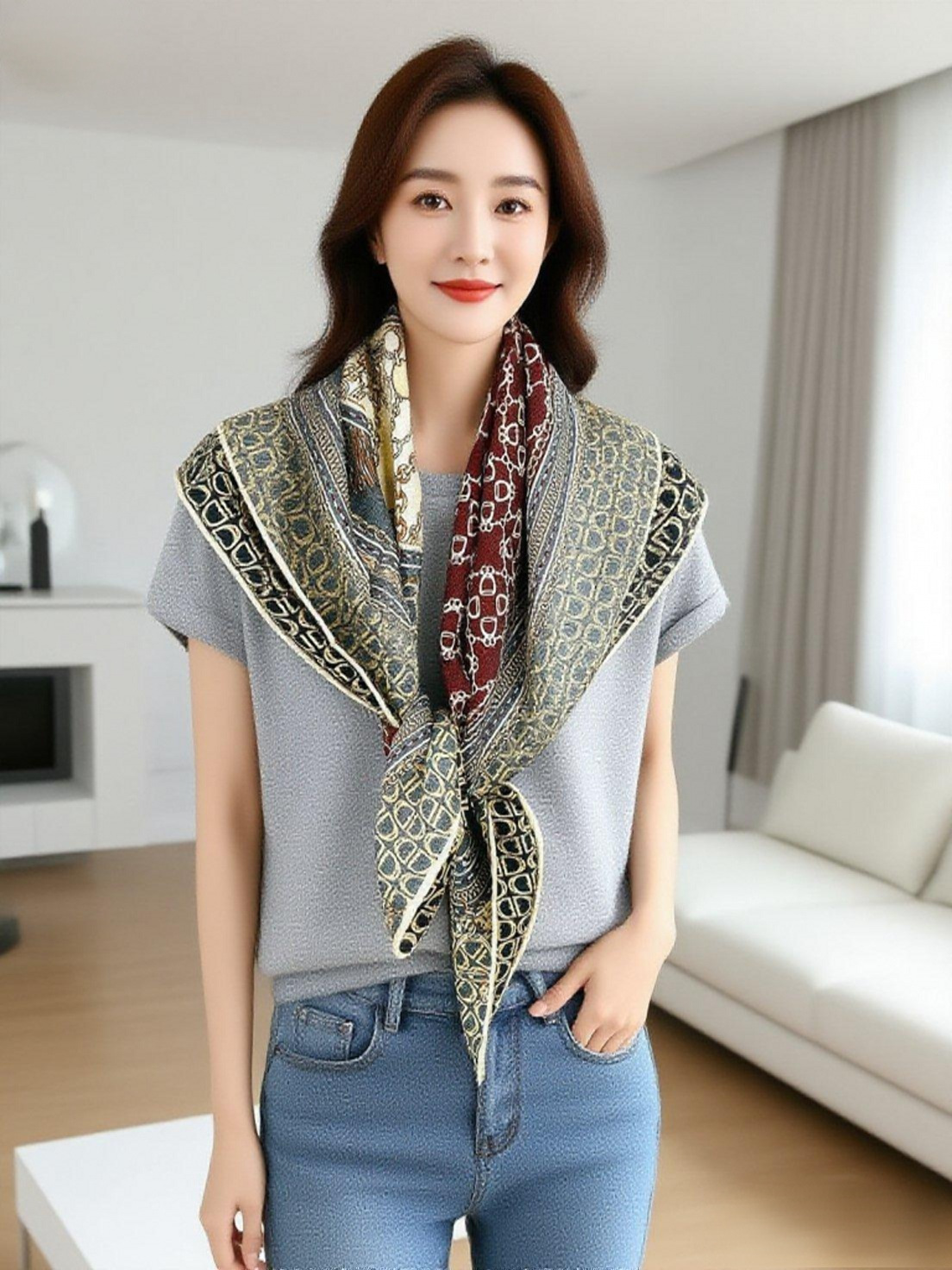 Syal Wol Cetak Dua Sisi 90CM,  - Travel Accessories Brand ulasan dan harga