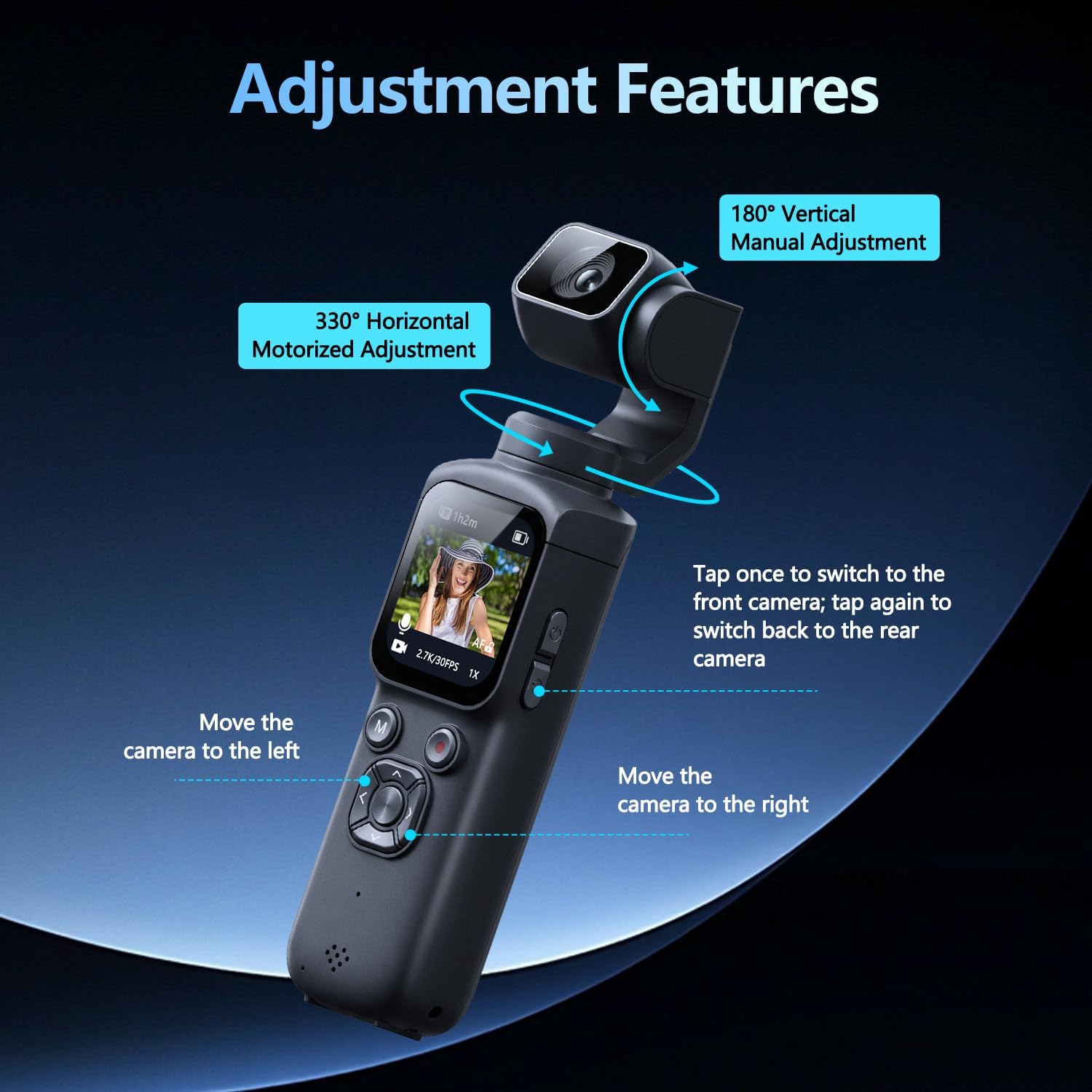 Kamera Vlog Pocket 3-Axis Gimb - Travel Video Accessories ulasan dan harga